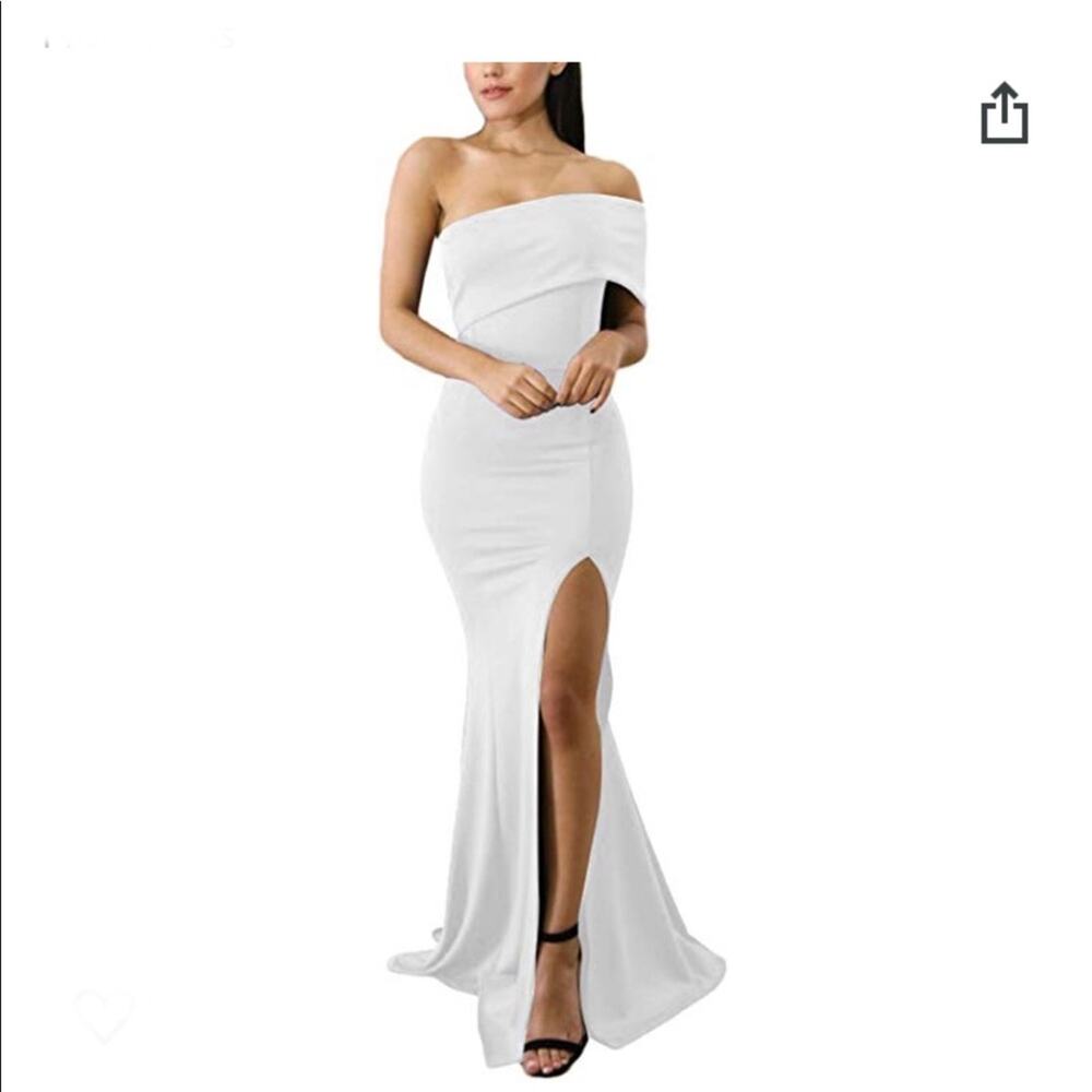 One sleeve off shoulder maxi dress/gown